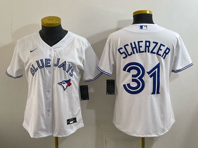 Women 2026 Nike Toronto Blue Jays #31 Scherzer White Game MLB Jersey 01